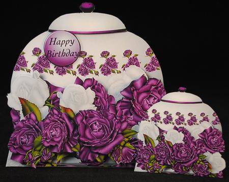 Pot with Purple Roses - Card Mini Kit by Yvonne Middleton