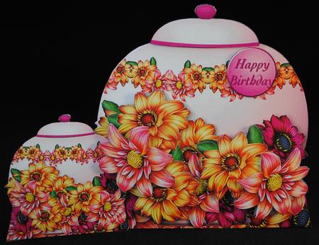 Pot with Dahlias - Card Mini Kit by Yvonne Middleton
