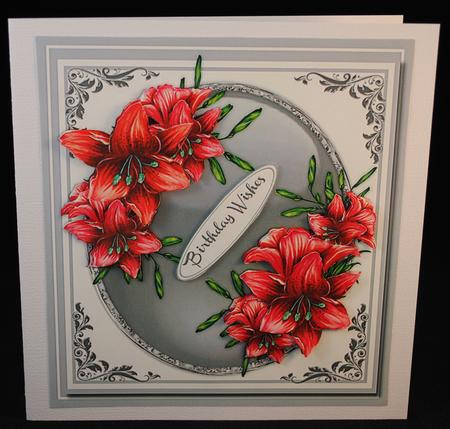 Stunning Red Lillie's on a Silver Mat  by Yvonne Middleton