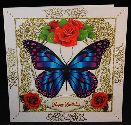 Pretty Gold Framed Butterfly Birthday by Yvonne Middleton