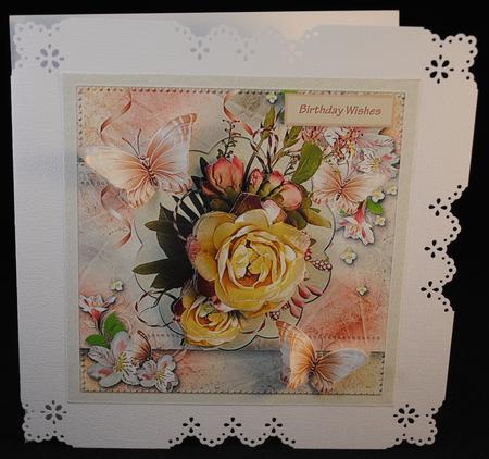 English Rose 7.5 X7.5 Card and Decoupage by Yvonne Middleton