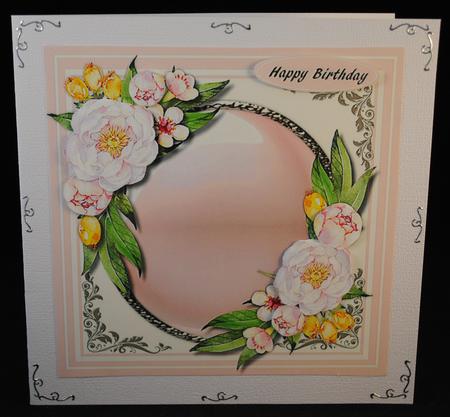 Lovely Pink Peonies on a Silver Mat by Yvonne Middleton