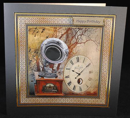 Music from the Past 7x7 Card with Decoupage by Yvonne Middleton