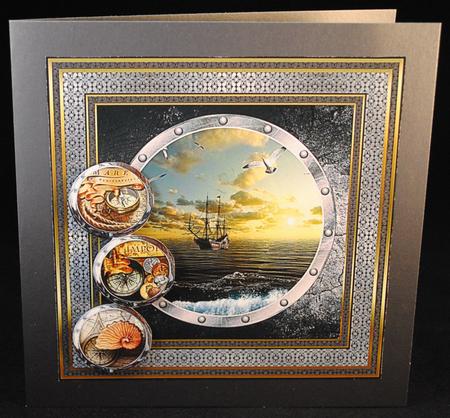 Nautical 7x7 Card with Decoupage by Yvonne Middleton