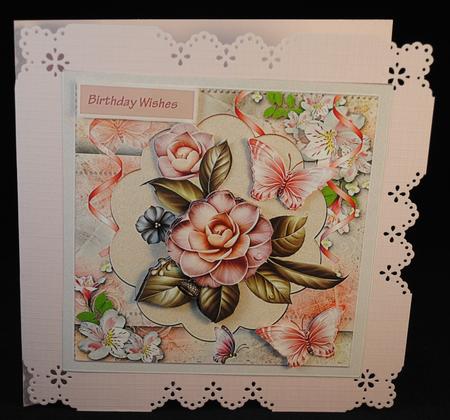 Camelia Card Front with Decoupage by Yvonne Middleton