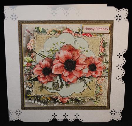 Wild Poppy 7x7 Card with Large Decoupage by Yvonne Middleton