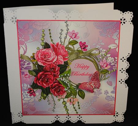 Birthday Roses with Frame and Decoupage by Yvonne Middleton