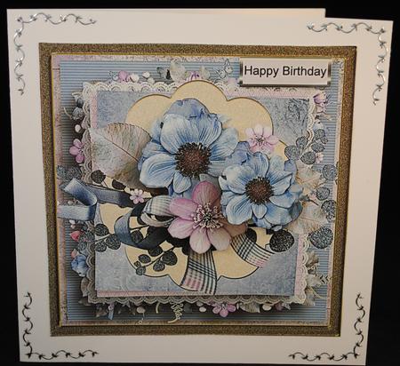 Blue Poppy 7x7 Card with Decoupage by Yvonne Middleton