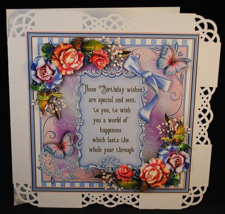 Pink and Lilac Rose Verse Card Front Kit by Yvonne Middleton