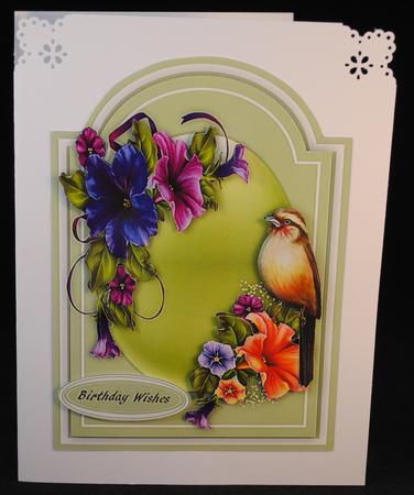 Ovely Sage Shaped Card with Bird  by Yvonne Middleton