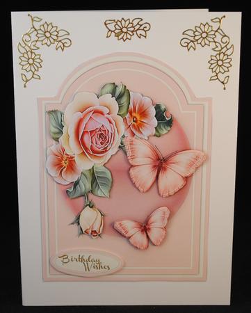 Lovely Pink Shaped Card with Butterflys by Yvonne Middleton