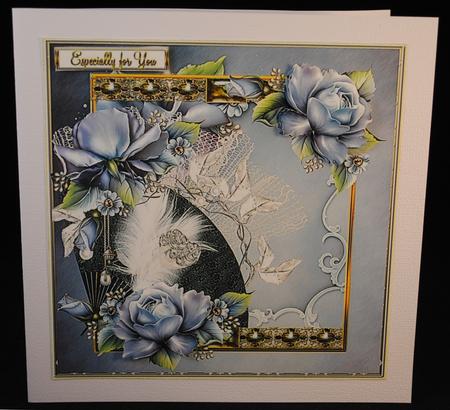 Blue Roses with Blue Background by Yvonne Middleton