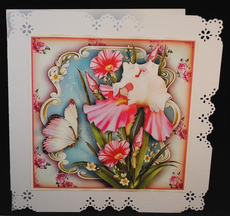 Pink Cream Iris Bouquet Card Mini Kit by Yvonne Middleton
