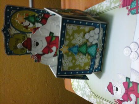 3D Xmas Ben Polar Bear Rubber Band Pop Up Box Card by SUSAN KHAN