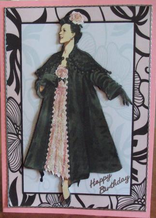 Vintage Fashion Lady on Art Deco Background Card Front by Zeta Pearce