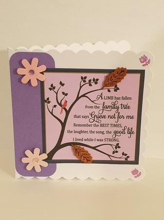 Sympathy design card and insert pink by Zoe Metcalfe
