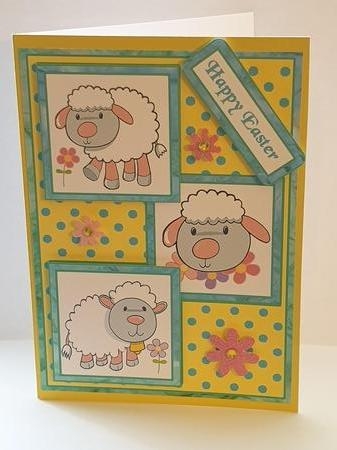 Three squares Easter Lambs by Zoe Metcalfe