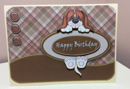 Dangle Dog Wavy Edge Birthday Card Front by Zoe Thomas