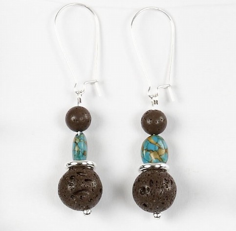 Earrings with stone beads