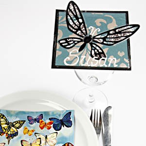 A Laminated Butterfly Place Card