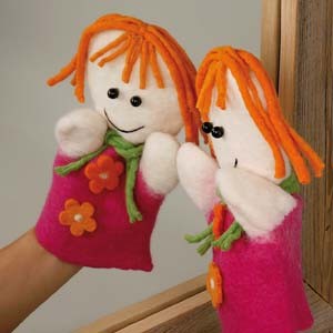 Wet felted hand doll