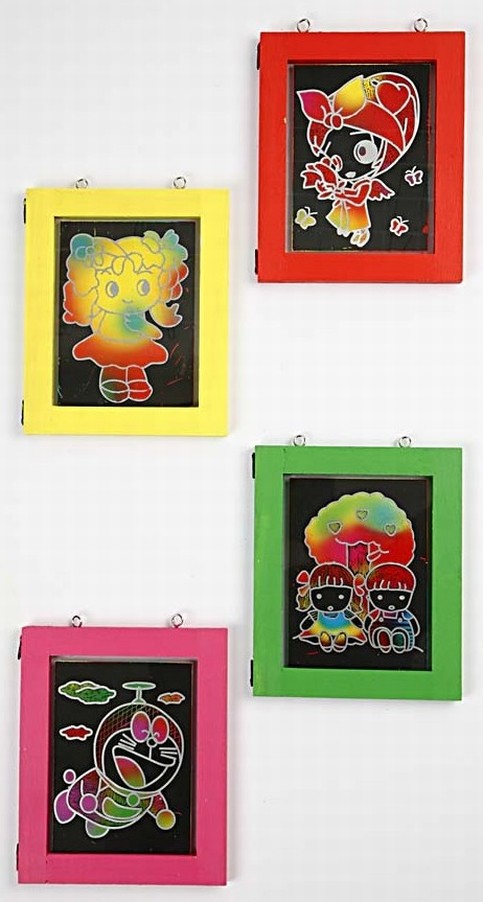 Framed scratched Pictures