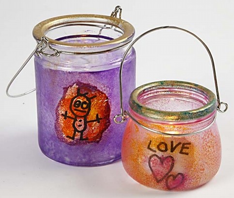 Glass Decoupage on Lanterns