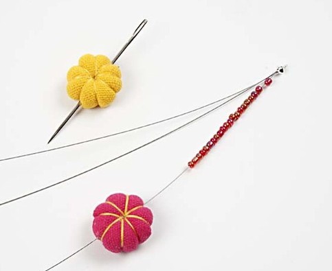 A Bracelet with Rocaille beads and Mini Fabric Pumpkins