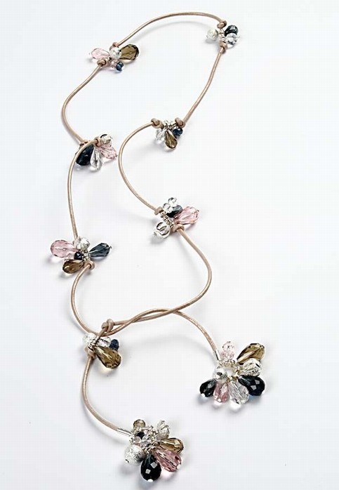 A Leather Cord Necklace with Faceted Glass Beads