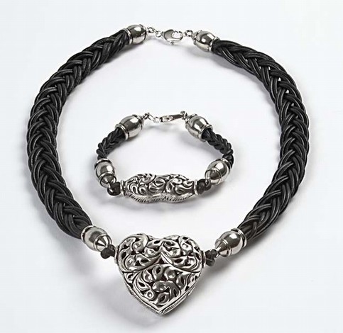 A Leather Cord Necklace with a Heart