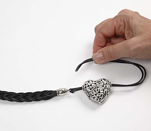A Leather Cord Necklace with a Heart