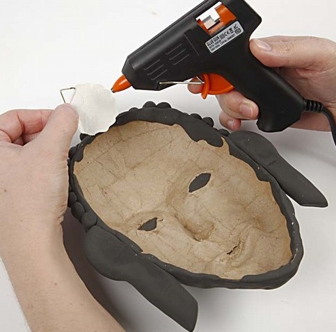 Silk Clay on a Papier-M ch Face Mask