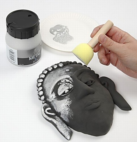 Silk Clay on a Papier-M ch Face Mask