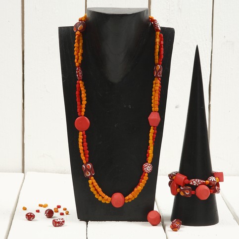 A Necklace with Red Glass Beads
