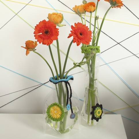 A Bag Vase with a Crocheted Edge