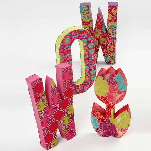 Papier-M ch letters with Handmade Paper