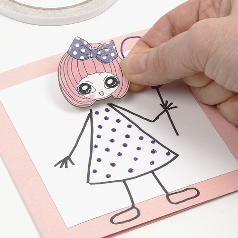 A Card with Girl's Sticker