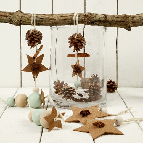 Decorative Hangings with Cork and Wooden Beads