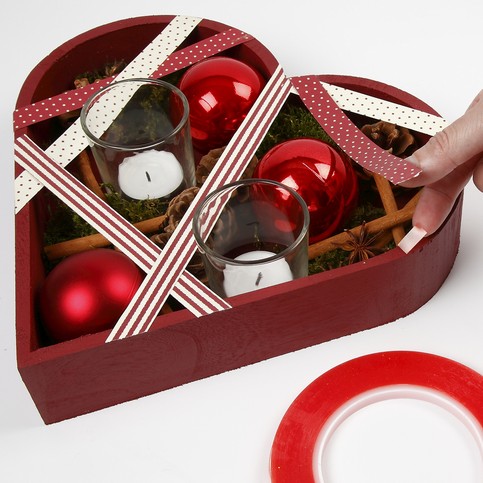 A Heart-Shaped Wooden Bowl with Decorations