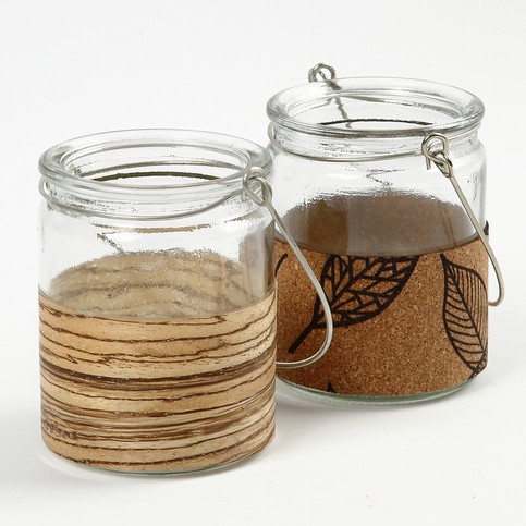 Candle Holder with Cork and Wood Veneer