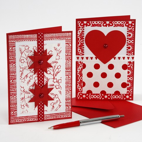 Christmas Cards decorated with Handmade Paper
