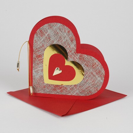 Three Christmas cards with hearts