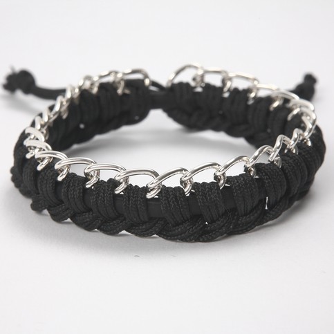 A Silicone Bracelet with Macram Cord and a Piece of Jewellery Chain