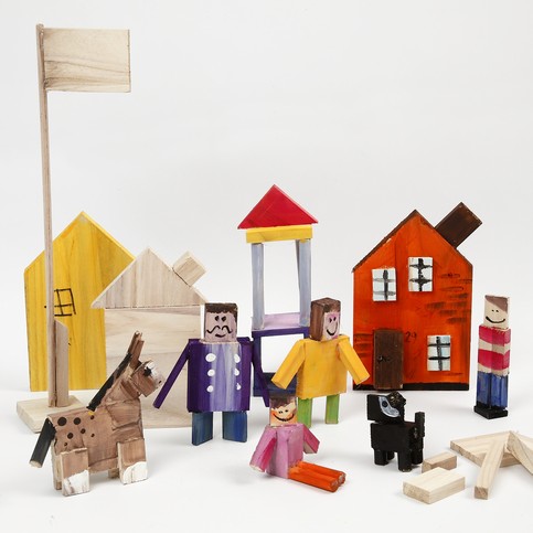 Animals and People made from Strips of Wood