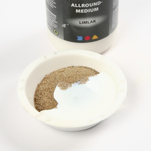 A Collage Frame with a Beach Motif in A-Color Allround Medium Glue Lacquer and Sand