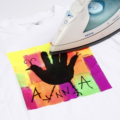 Neon Textil Color Fabric Paint on a T-Shirt and a Sun Visor