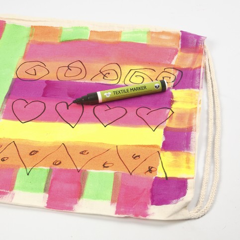 A Shoe Bag and a Purse painted in Neon Colours