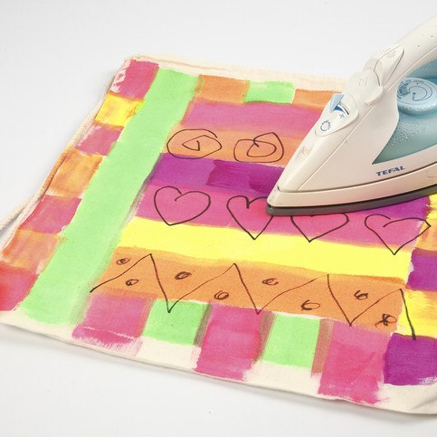 A Shoe Bag and a Purse painted in Neon Colours