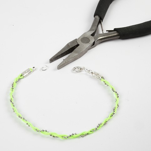 A Bracelet made from a Bead Chain and Neon-Coloured Macram  Cords