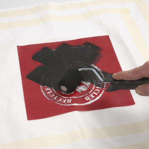 Screen Stencil Prints on a Tea Towel and a Cushion Cover
